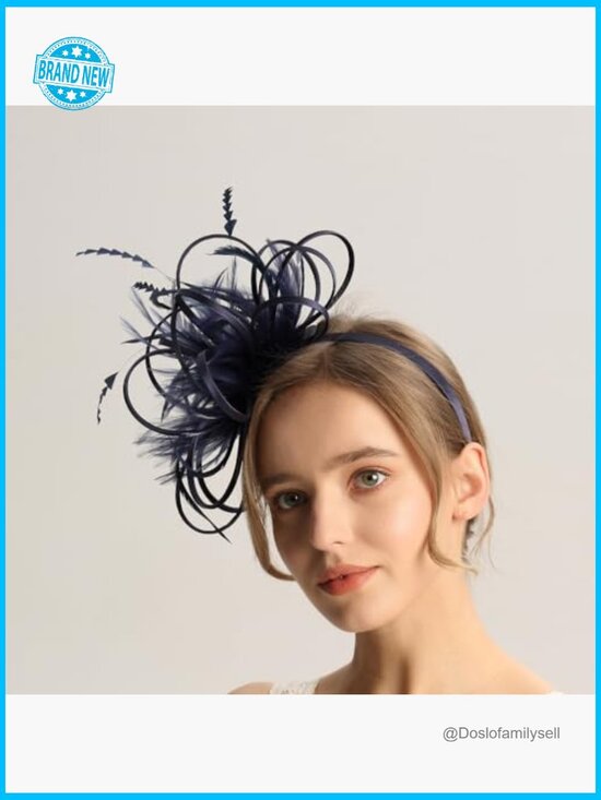 Feather Fascinator Headband Women Tea Party Wedding Derby Horse Race Elegant main image 5